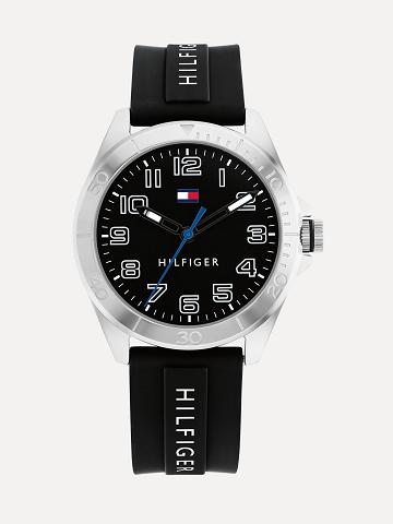 Lány Tommy Hilfiger with Black Szilikon Pántos Óra Fekete | HU 2056JPQ